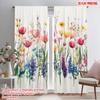 2pcs,2D Plane Printing Curtains&Window Treatment Blooming Canvas Polyester (without Rod) Decorations For Home Perfect for