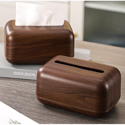 Creative Acrylic Tissue Box with Faux Wood Grain High-end Living Room Dining Room Tissue Cylinder Plastic Tissue Box Home Decor