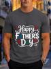 2026 New Arrival 100 Cotton Tshirt Happy Fathers Day Cursive Heart Father Holiday Print Crew Neck Casual Tee