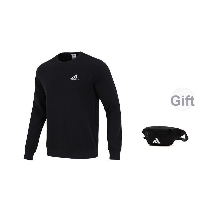 adidas Essentials Fleece Sweatshirt Black/White Men Streetwear GV5295