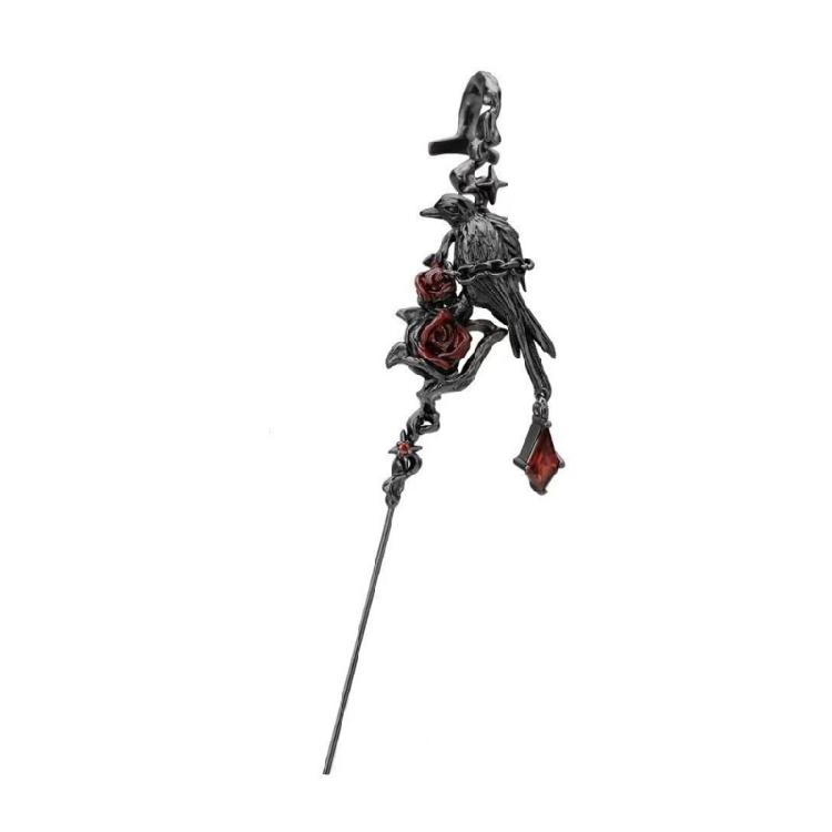 

Unique Animal Piercing Clip Earring Alloy Rose and Crow Ear Stud Alternative Style Accessories Dark Fashion Jewelry