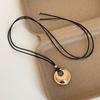 Geometric Water Drop Pendant Necklace Silver Sweater Chain Leather Rope Long Necklace  Gifts