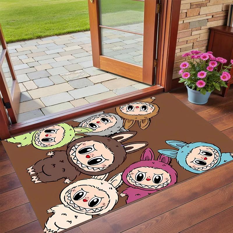 Anti‑Slip Crystal Velvet Floor Rug, Labubu Design Carpet for Indoor Living Bedroom Home Decoration