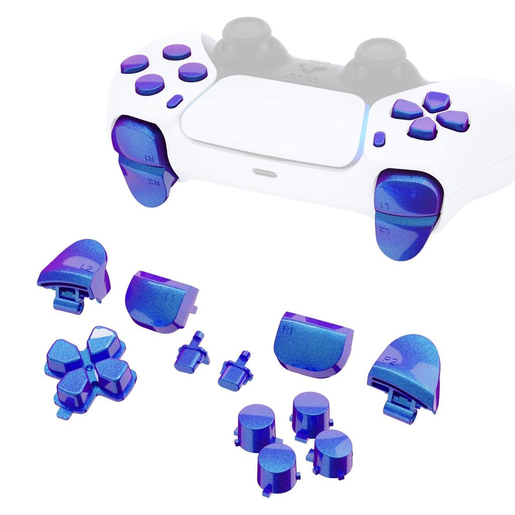 EXtremeRate Kompatybilny z kontrolerem PS5 Zamiennik R1L1R2L2 Opcja udostępniania wyzwalacza Przycisk twarzowy Cameron Kompatybilny z kontrolerem PlayStation 5 Pełna