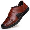 Mens Genuine Leather Breathable Dress Sandals Slip-On Business Casual Shoes With Rubber Sole