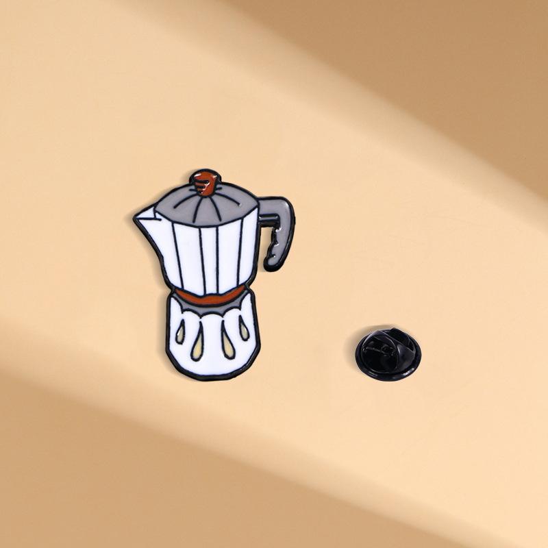 Retro Cartoon Handmade Coffee Supplies Series Brooch, Cup Coffee Machine Styling Design Accessories Badge Series