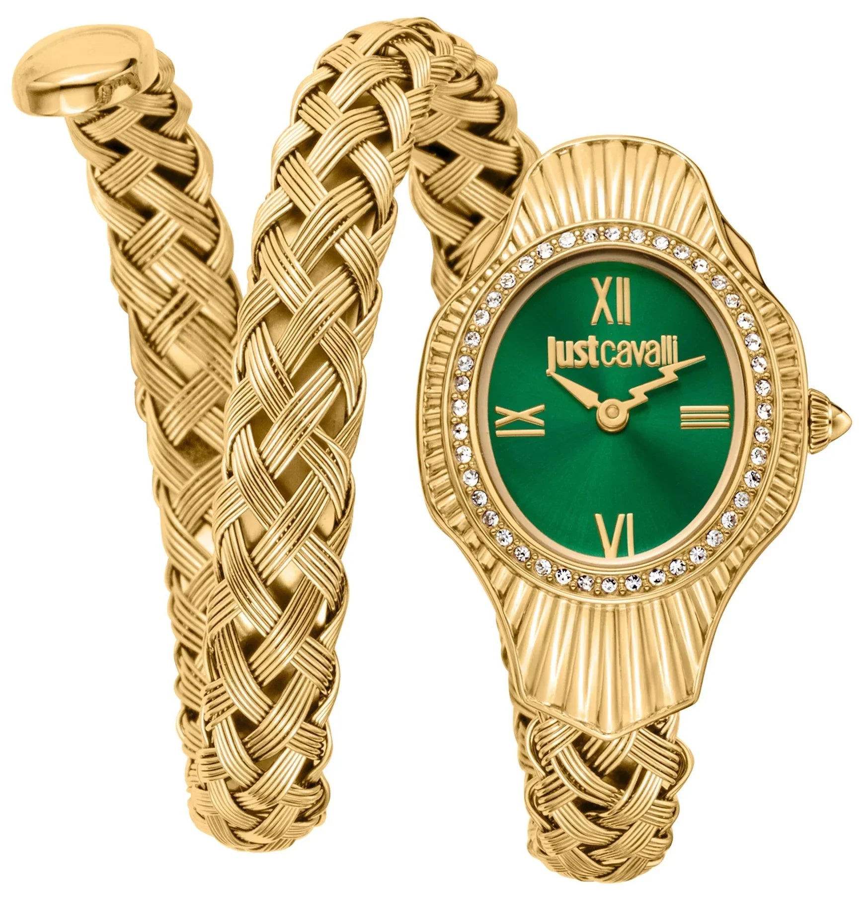 Just Cavalli Twined Green Dial Gold