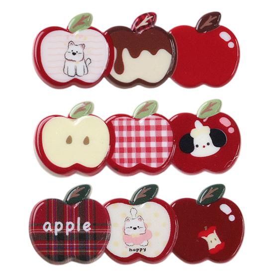 2Pcs Girl Hairpin Plaid Design Childlike Fruit Shape Acrylic Hair Clips Side Bang Hair Pin New Year Hair Accessories