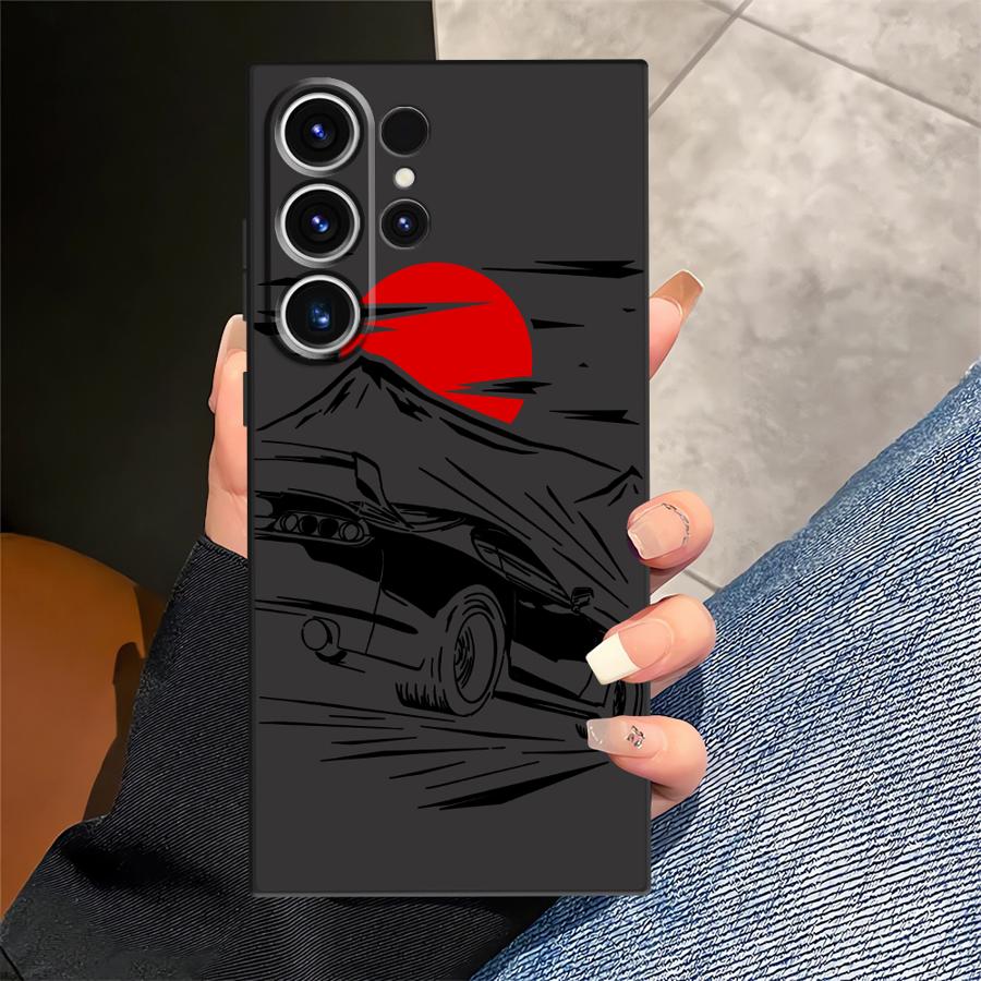 Cartoon Sunset Car Funda Phone Cover Case for Samsung Galaxy S25 S20 Ultra Note 20 8 9 10 S26 S10 S9 S21 FE S23 S24 Plus