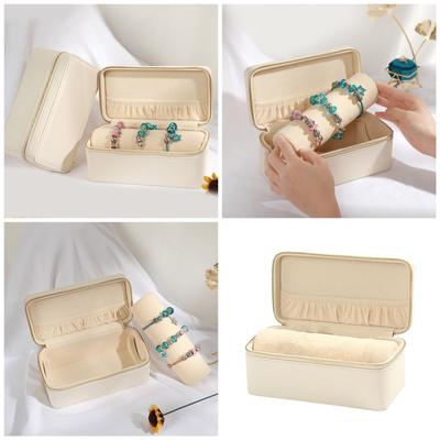 Élégant Boîte à Bijoux à 2 Niveaux avec Boîte de Rangement Verrouillable en Cuir PU Accessoire pour la Maison pour Boucles d'Oreilles Bagues Bracelets