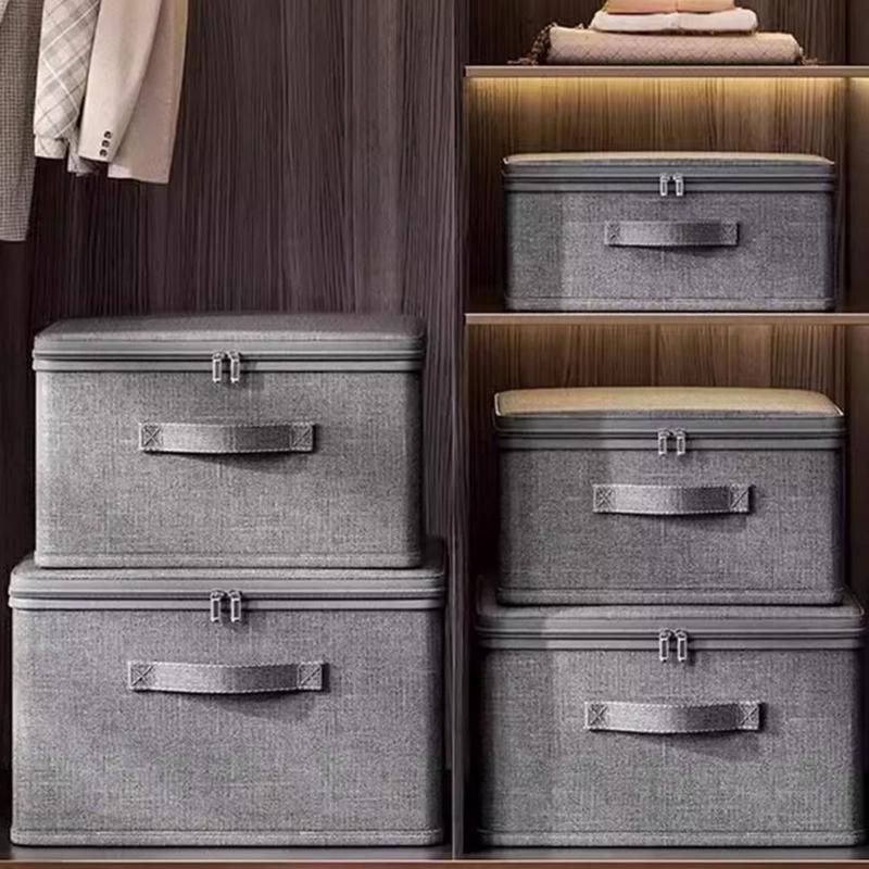 Modern Cloth Storage Container With Easy Access Lid Fabric Storage Bin For Seasonal Clothing And Household Items