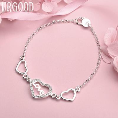 925 Sterlingsilber Herz Armband Geschenk Hochzeit Modeschmuck