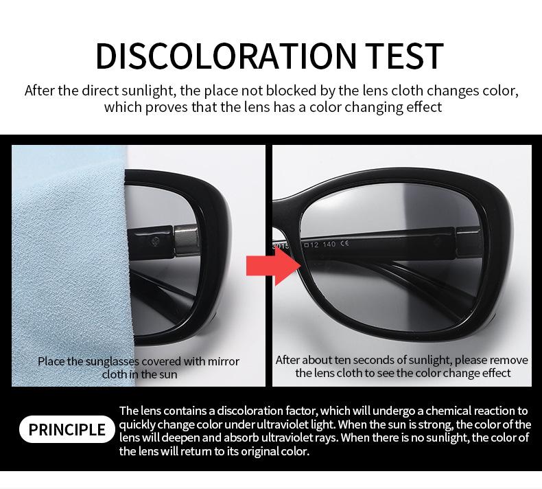 Women's Trendy Polarized Small Frame UV Protection Photochromic Sunglasses 3015