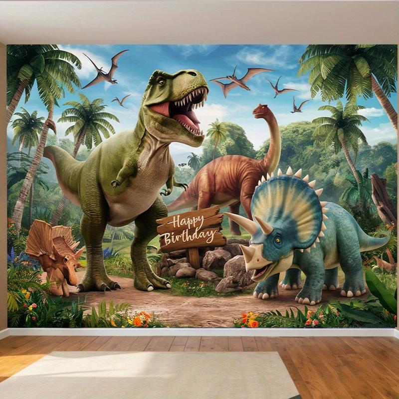 A dinosaur themed jungle birthday party banner suitable for birthdays holidays parties with multiple sizes to choose from 100x150cm