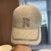 Rhinestone Alphabet Baseball Cap Women's Autumn and Winter Plush Warm Hat Fashion Versatile Mink Hair Cap