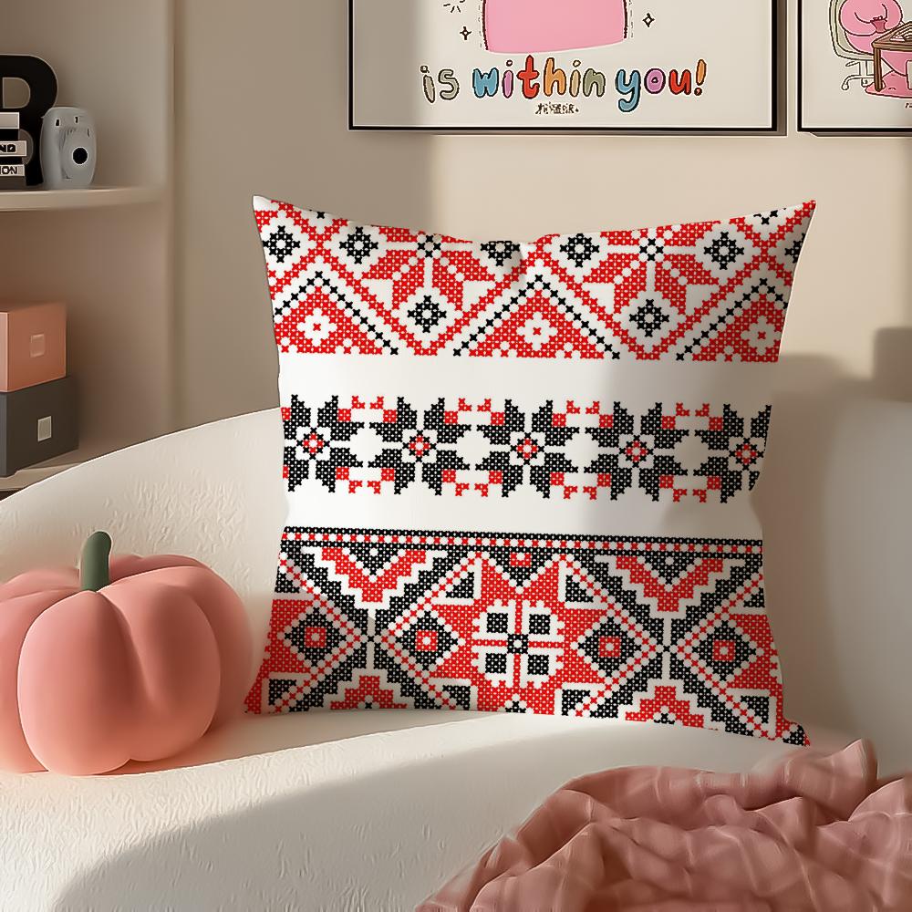 Retro Art Pattern RRussian shading Cushion Cover Pillowcase Short Plush Invisible zipper Room Sofa Cushion Cover