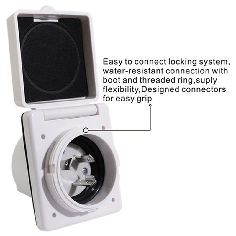 Car Motorhome Supplies Waterproof RV Boat Power Outlet 30A 3 Pin Torsion Lock Caravan Connection Socket Plug