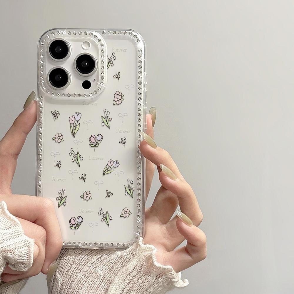 Bracelet Chain Phone Case For iPhone 17 16 15 13 14 for 17Air 17 12 14 16 Pro 17 14 16 Pro Max Sparking Diamond Cute Pattern Hard Cover With Lanyard