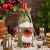 Drawstring Closure Christmas Wine Bags Festive Bottle Bags Reindeer Design