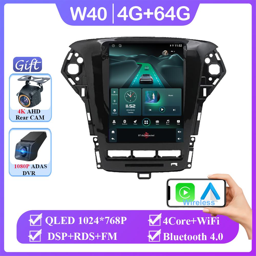 For Ford Mondeo MK4 2011-2013 Autoradio Carplay Android 14 DSP Multimedia Auto 4G WIFI BT 9.7inch Screen Car Radio Stereo QLED