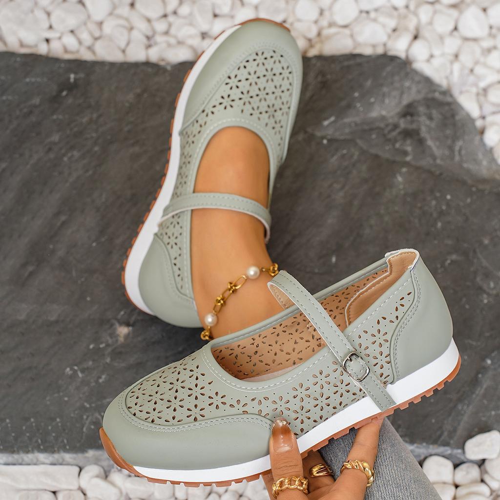 Damskie szerokie oddychające baleriny, wsuwane mokasyny z wycięciem, wygodne mokasyny dla kobiet