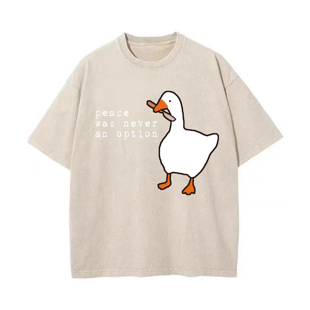 Mír nikdy nebyl možností Retro prané vintage tričko s potiskem Vtipné oversized topy Harajuku Klobouk Šňůrka Tričko