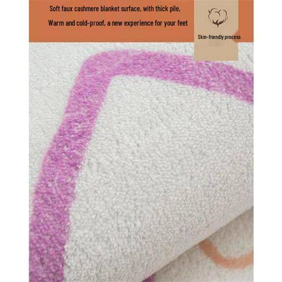 Cartoon Kitty Imitation Cashmere Anti-Slip Rug for Bedroom & Living Room