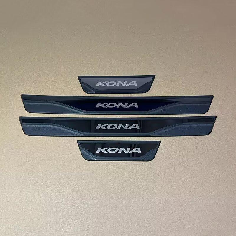 For Hyundai KONA EV 2017 2018 -    2024 2025 Door Sill Cover Kick Scuff Plate Guard Pedal Car Styling Accessories