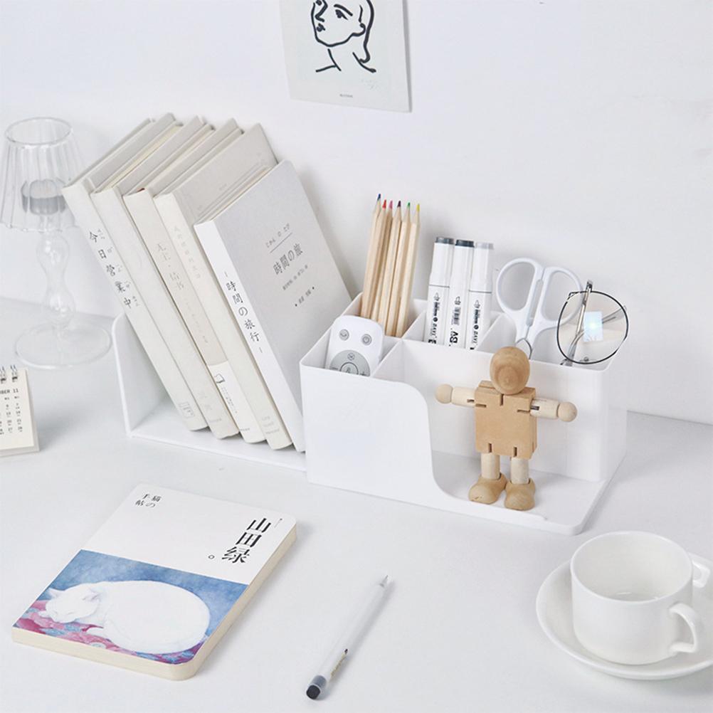 Desk Organizer with Retractable Book Stand Makeup Storage Box Waterproof Cosmetic Storage Organizer