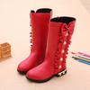 Girls' Boots Autumn/Winter Korean Edition Children's High Top Boots with Velvet for Big Boys and Princess Long Top Boots for Little Girls