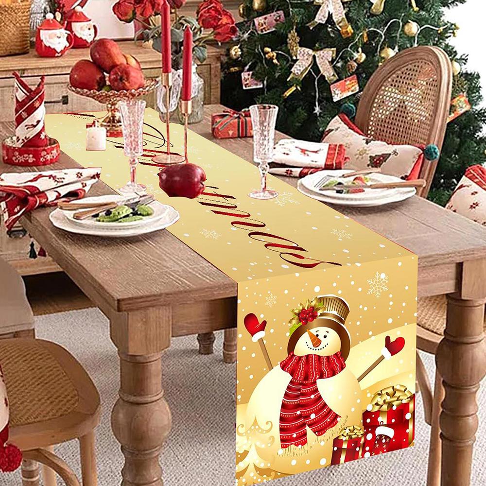 Runtown 1 Stück Gold Haus Weihnachten Froher Schneemann Tischdecke Weihnachtsdekoration 2026 Frohes Neues Jahr Dekoration 2026 Weihnachtsgeschenk