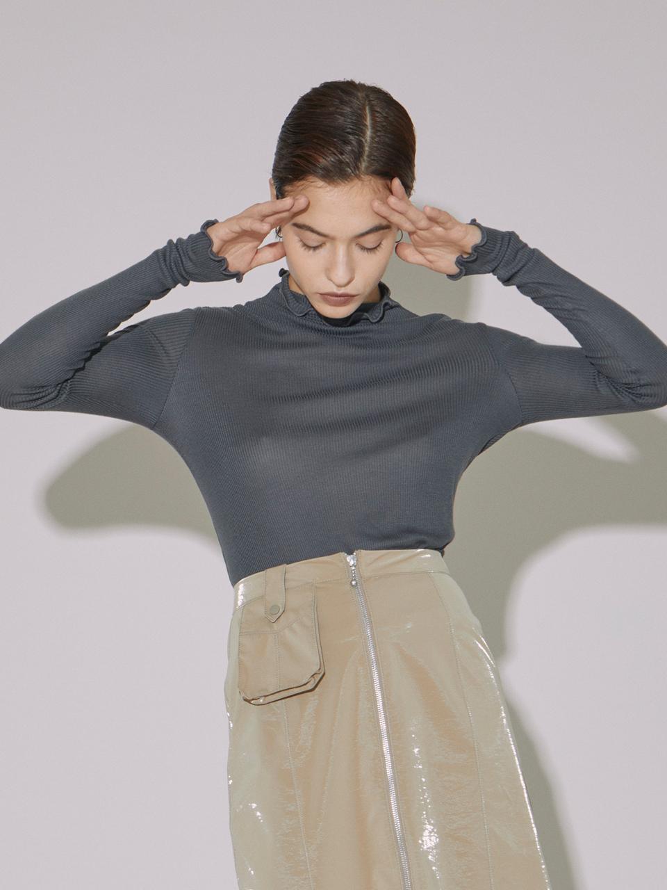 Vegan Tiger Interlock Turtleneck T-Shirt (Charcoal) Free