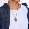 Necklace Domineering Bull Horn Prajna Face Steel Color Men's Ghost Face Casting Pendant