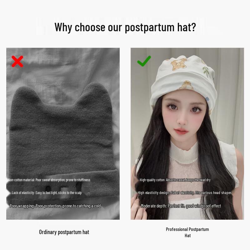 Chapeau et Bandeau en Coton Pur Post-partum AIBIDEER