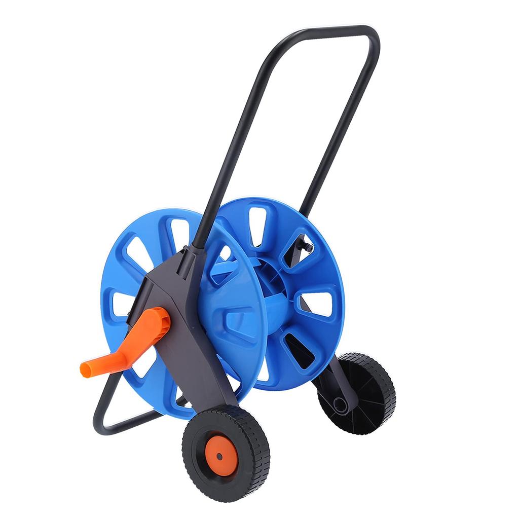 Tragbarer Hand-Schub-Gartenschlauchwicklerwagen mit Rädern, Wasserschlauchwagen, Aufbewahrungsregal-Organizer für G1/2 50m Schlauch
