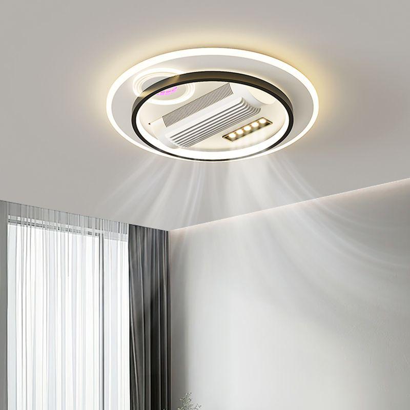 Smart Bladeless Ceiling Fan with Light, Voice-Controlled, Modern Design - 110V