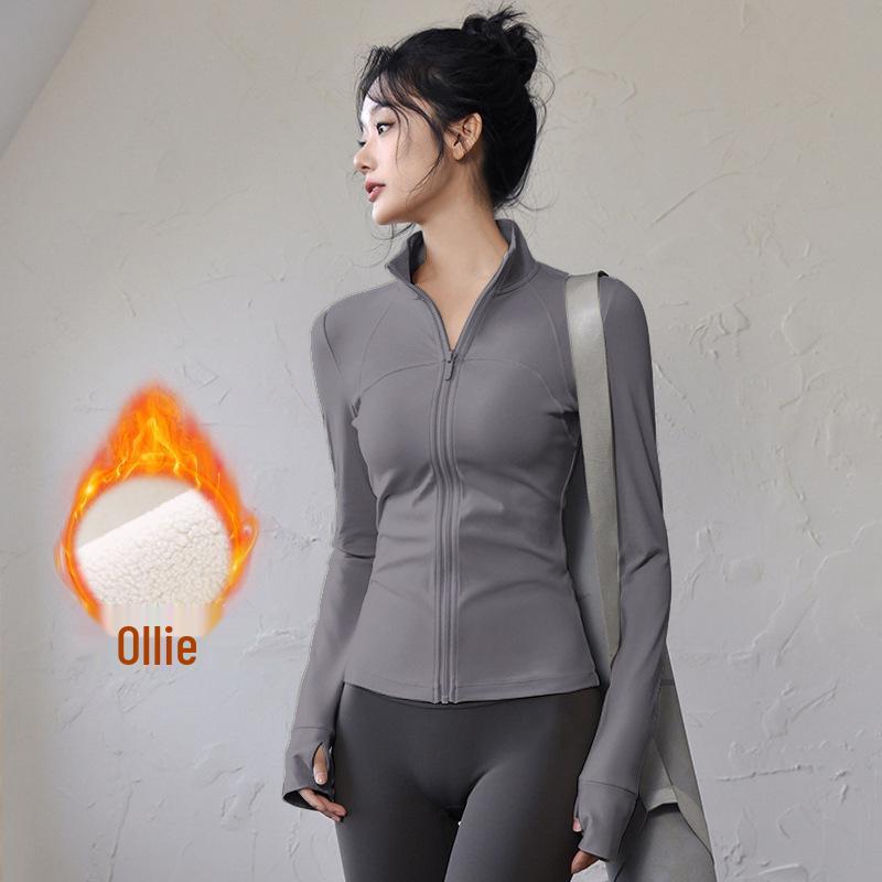 Women’s Slim Fit Cropped Jacket - Versatile Stand Collar, Long Sleeves, Perfect for Running, Yoga, and Outdoor Fitness Activities
