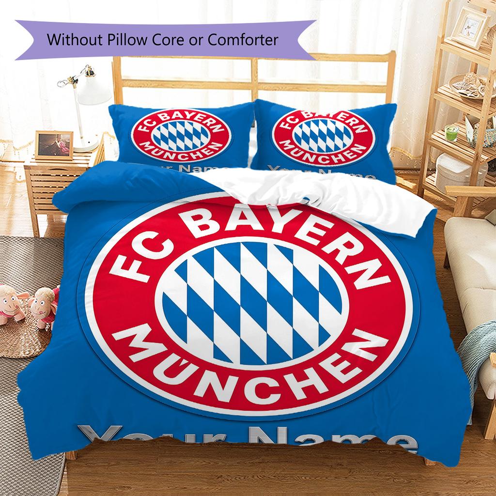 Custom Name FC Bayern Munich Bedding,Quilt Set Quilt Cover Pillowcase Home Birthday Gift(1 * Duvet Cover + 2 * Pillowcase, Without Core) -HE60