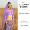 Gypsys Costume Accessories for Women Belly Dance Outfits Head Scarf with Belly Dance Coins Hip Scarf Chain Bracelets