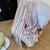 Pantaloni Lunghi Larghi a Righe Arcobaleno Estivi da Donna Coulisse Elastico Vita Alta Stile Boho Vacanza Spiaggia Pantaloni Casual Colorati