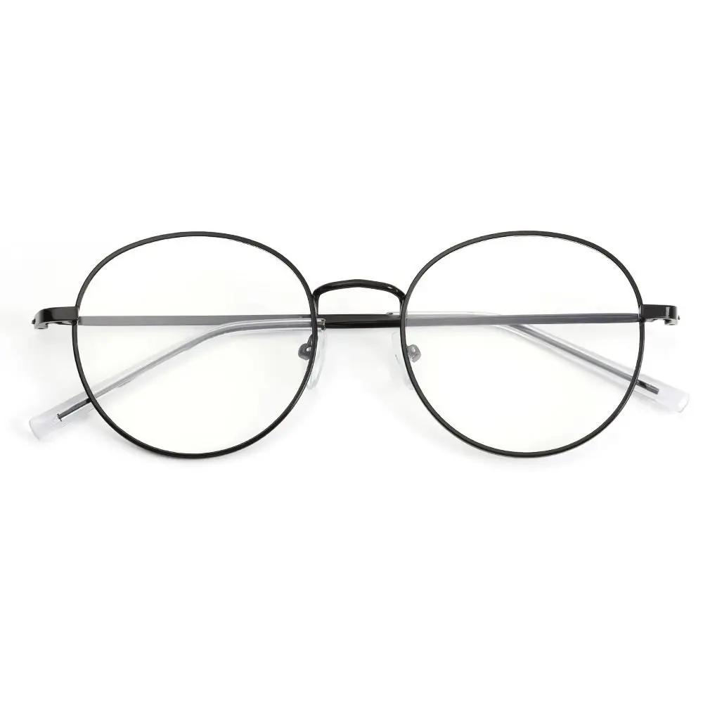 

Fashion Oval Anti-Blue Light Glasses for Women Men Metal Frame Eye Protection Ultra Light Eyeglasses Office Computer Goggles чорний