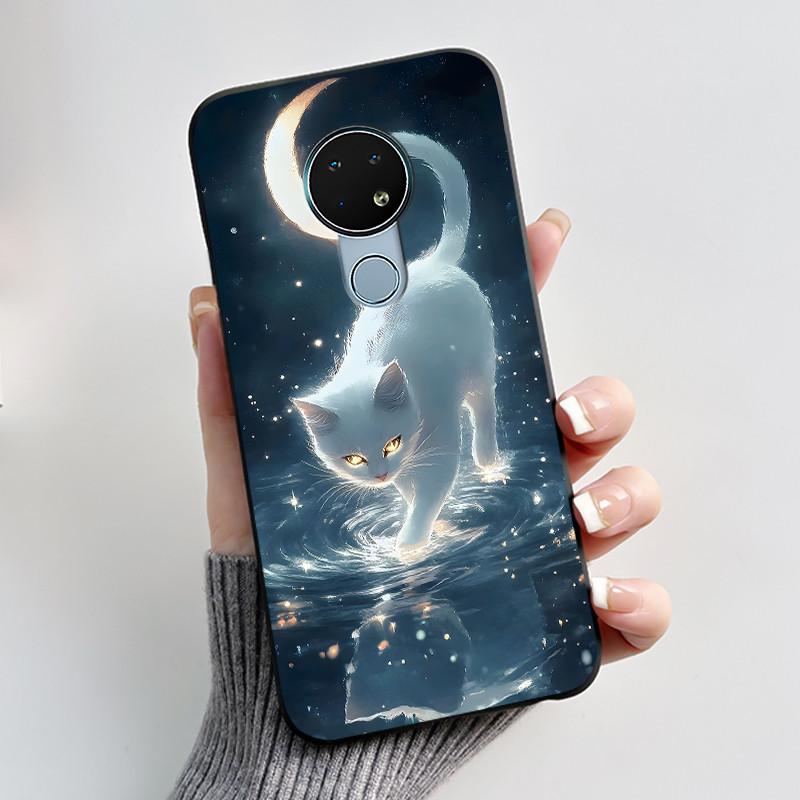 Coque Mignonne Pour Nokia 6.2 / Nokia 7.2 Fundas Capa Coque Imprimée Coque de Protection Silicone Souple Dessin Animé Coque Noire