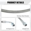 Unifizz 4AN Turbo Oil Feed Line 24 Inch Length Stainless Steel Braided AN4 90 Degree Straight Hose End Pressure Remote Turbocharger Oil Drain Return