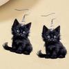 Whimsica Black Cat Dangle Earrings for Women Acrylic Niche Cute Cat Jewelry Accessories