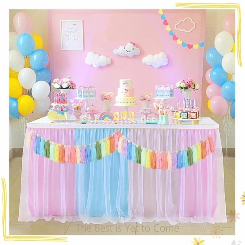 Rainbow Tassel Garland Colorful Yarn Bunting Banner for Spring Classroom Nursery Kids Room Birthday Party School Office Decor