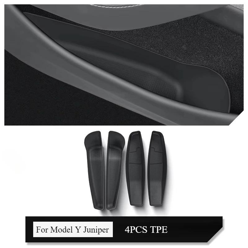 

For Tesla Model Y Juniper 2025 Car Door Side Storage Box TPE Front Rear Door Handle Organizer Tidying Car Door Slot Accessories чёрный