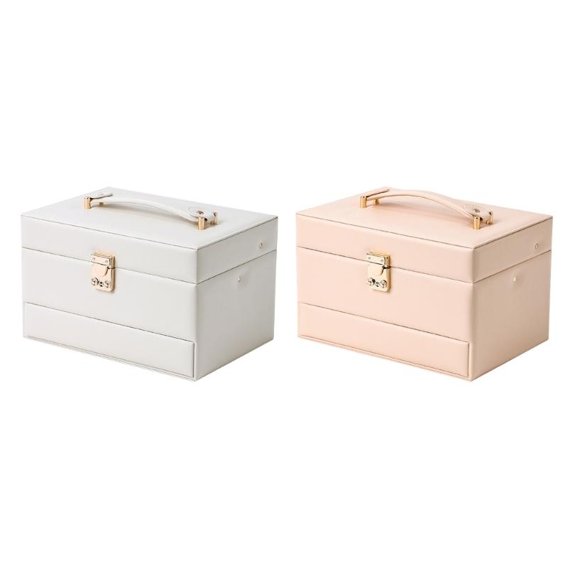 Leather Jewelry Case With Auto Open Designs Multiple Layer Compartments For Necklace Earring Rings Storage