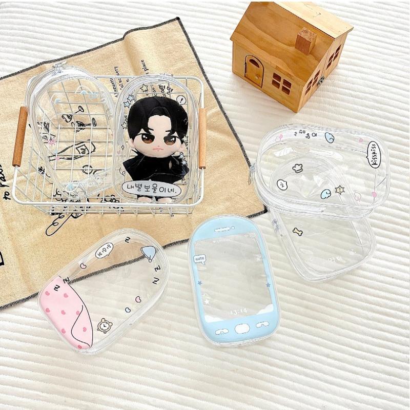 Original Design Transparent PVC Storage Bags for Women Kawaii Doll Storage Bag with Colorful Lanyard Plush Doll Display 2025 New