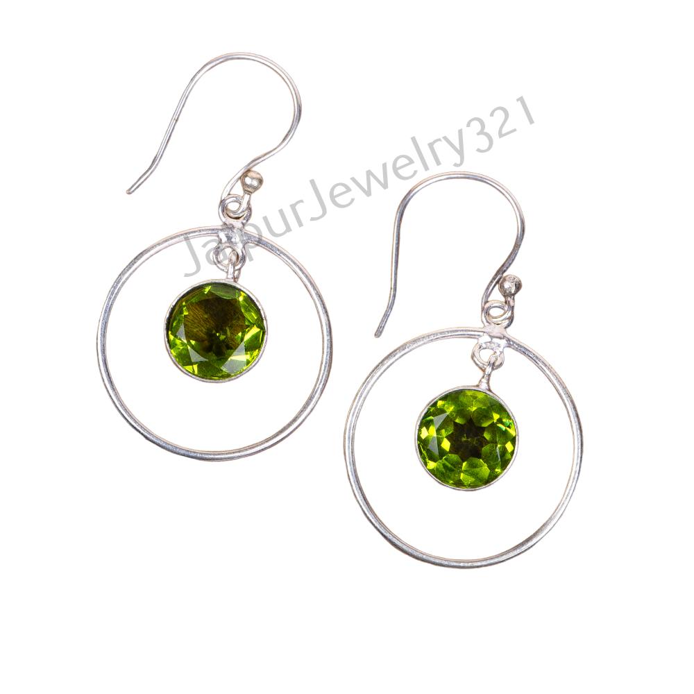 

Rare Peridot Gemstone 925 Sterling Silver Jewelry Handmade Drop/Dangle Earrings EE-5-8