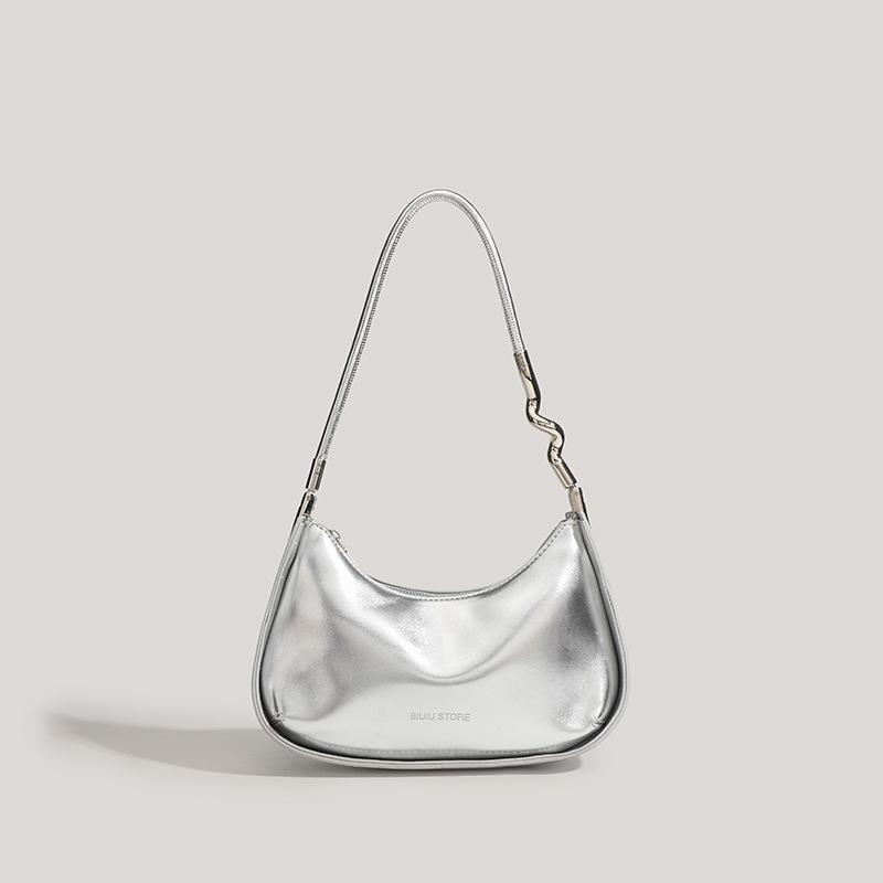 

Niche design armpit bag fashion trend new women s bag high-end shoulder bag серебряный